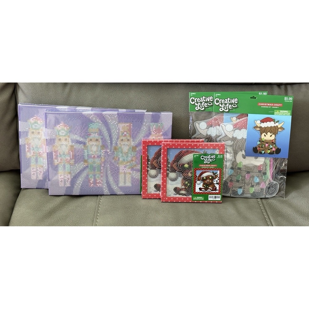 6 Hobby Lobby Creative Life Christmas Diamond Art Painting Kits Nutcracker Cow